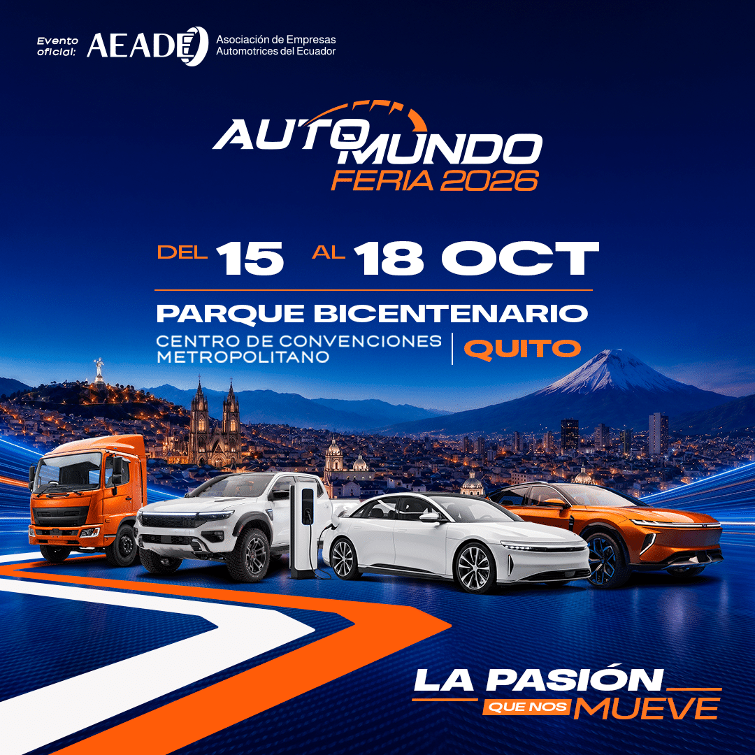 Afiche oficial de la Automundo Feria 2026 organizada por AEADE en el Centro de Convenciones Metropolitano de Quito